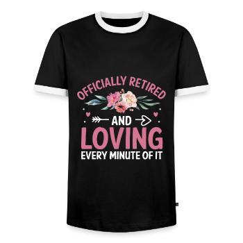 Grand-mère retraitée Pension de retraite Grand-mère Reti - T-shirt contrasté Homme - noir/blanc - Devant - AI Model Female 172 light (172cm) & AI Model Male 178 light (178cm)