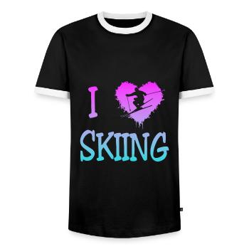 Skiing - Ski - Männer Kontrast-T-Shirt - Schwarz/Weiß - Vorne - AI Model Female 172 light (172cm) & AI Model Male 178 light (178cm)