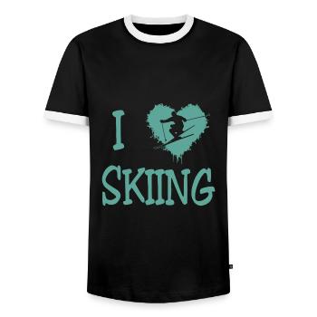 Ski fahren - Skiing - Ski - Männer Kontrast-T-Shirt - Schwarz/Weiß - Vorne - AI Model Female 172 light (172cm) & AI Model Male 178 light (178cm)