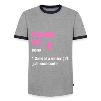 Fechtmädchen Genauso Wie Ein Normales Mädchen Nur Viel - Männer Kontrast-T-Shirt - Grau/Navy  - Vorne - AI Model Female 172 light (172cm) & AI Model Male 178 light (178cm)