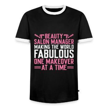 SPA Manager Job Wellness Funny SPA Management Sayi - Men's Ringer Shirt - black/white - Front - AI Model Female 172 light (172cm) & AI Model Male 178 light (178cm)