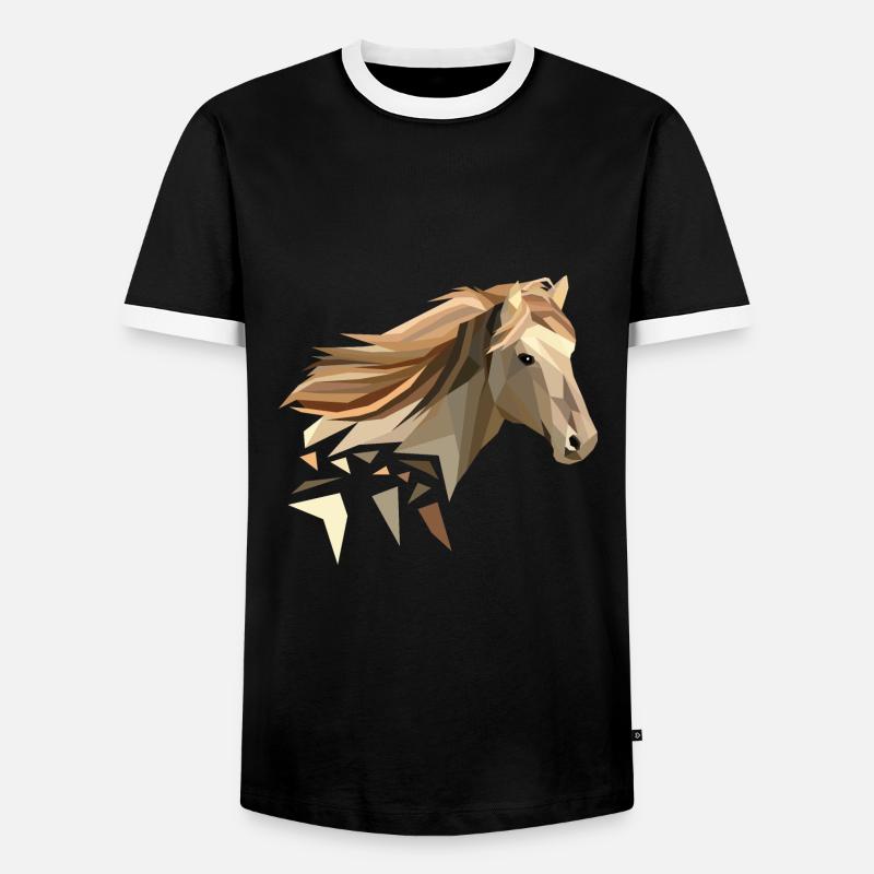 Pferd geometrisch low poly - Männer Kontrast-T-Shirt - Schwarz/Weiß