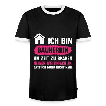 Hausbau Ich Bin Bauherrin Um Zeit Zu Sparen Gesche - Männer Kontrast-T-Shirt - Schwarz/Weiß - Vorne - AI Model Female 172 light (172cm) & AI Model Male 178 light (178cm)