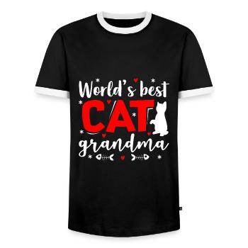 World's Best Cat Grandma Cat Lover Cat Owner Pet A - Männer Kontrast-T-Shirt - Schwarz/Weiß - Vorne - AI Model Female 172 light (172cm) & AI Model Male 178 light (178cm)