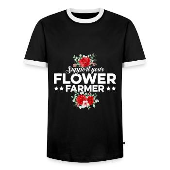 Support Your Flower Farmer Gardening Botanical Pla - Männer Kontrast-T-Shirt - Schwarz/Weiß - Vorne - AI Model Female 172 light (172cm) & AI Model Male 178 light (178cm)