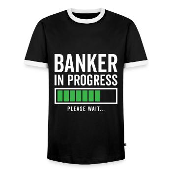 Banker In Progress Please Wait Bookkeeper Finance - Männer Kontrast-T-Shirt - Schwarz/Weiß - Vorne - AI Model Female 172 light (172cm) & AI Model Male 178 light (178cm)