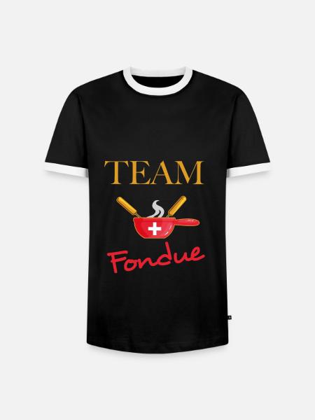 Team fondue suisse - T-shirt contrasté Homme - noir/blanc