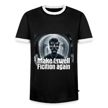Orwell Kamerabild - Männer Kontrast-T-Shirt - Schwarz/Weiß - Vorne - AI Model Female 172 light (172cm) & AI Model Male 178 light (178cm)