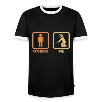 Funny Welder - Men's Ringer Shirt - black/white - Front - AI Model Female 172 light (172cm) & AI Model Male 178 light (178cm)
