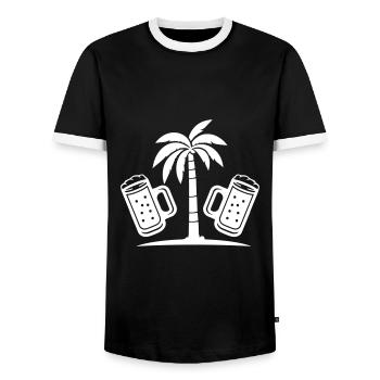 Beer Palm Trees Holiday - Men's Ringer Shirt - black/white - Front - AI Model Female 172 light (172cm) & AI Model Male 178 light (178cm)