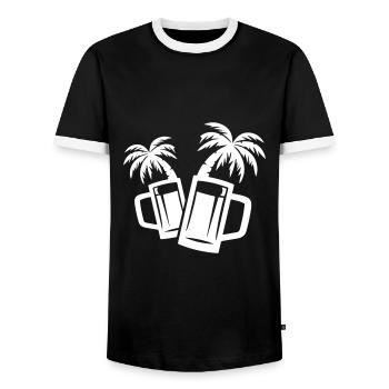 Beer Beach Palm Trees - Men's Ringer Shirt - black/white - Front - AI Model Female 172 light (172cm) & AI Model Male 178 light (178cm)