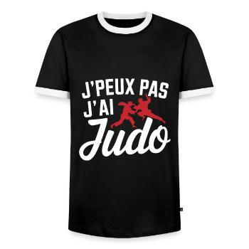j'peux pas j'ai judo - T-shirt contrasté Homme - noir/blanc - Devant - AI Model Female 172 light (172cm) & AI Model Male 178 light (178cm)