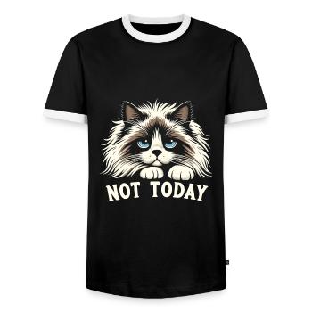 Not Today Ragdoll Cat Lover Ragdolls - Men's Ringer Shirt - black/white - Front - AI Model Female 172 light (172cm) & AI Model Male 178 light (178cm)