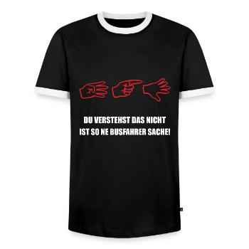 Busfahrer T-Shirt - 415 Busfahrer Gruß für Fahrer - Männer Kontrast-T-Shirt - Schwarz/Weiß - Vorne - AI Model Female 172 light (172cm) & AI Model Male 178 light (178cm)
