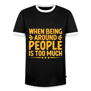 Wenn es zu viel ist, unter Menschen zu sein, - Männer Kontrast-T-Shirt - Schwarz/Weiß - Vorne - AI Model Female 172 light (172cm) & AI Model Male 178 light (178cm)