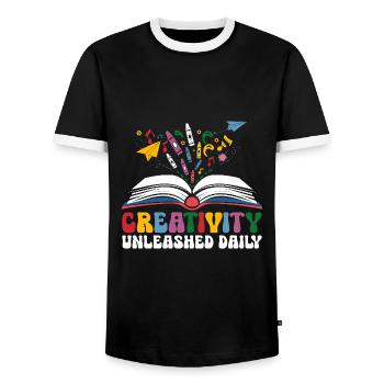 Entfesselte Kreativität Täglich Lehrer Schüler - Männer Kontrast-T-Shirt - Schwarz/Weiß - Vorne - AI Model Female 172 light (172cm) & AI Model Male 178 light (178cm)