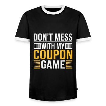 Ne plaisantez pas avec mon coupon Game Couponer Shopper - T-shirt contrasté Homme - noir/blanc - Devant - AI Model Female 172 light (172cm) & AI Model Male 178 light (178cm)