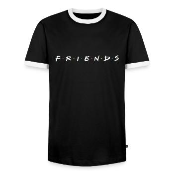 Friends Logo - Männer Kontrast-T-Shirt - Schwarz/Weiß - Vorne - AI Model Female 172 light (172cm) & AI Model Male 178 light (178cm)