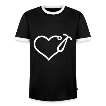 Doctor Heart Doctor Nurse Doctor Doctor's Helper - Men's Ringer Shirt - black/white - Front - AI Model Female 172 light (172cm) & AI Model Male 178 light (178cm)