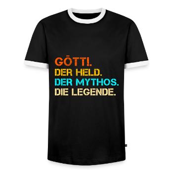 Götti - Männer Kontrast-T-Shirt - Schwarz/Weiß - Vorne - AI Model Female 172 light (172cm) & AI Model Male 178 light (178cm)