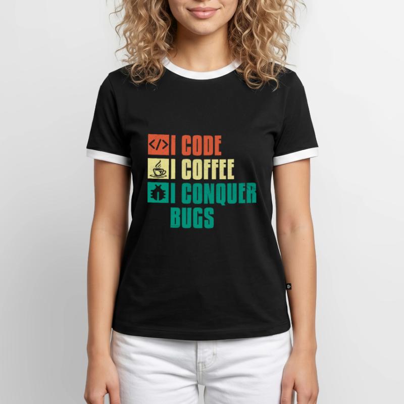 Café Codage Programmeur Codeur Développeur Nerd Coff T-shirt contrasté Homme