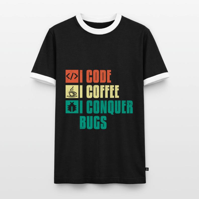 Café Codage Programmeur Codeur Développeur Nerd Coff T-shirt contrasté Homme