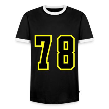 Maillot à 78 numéros - T-shirt contrasté Homme - noir/blanc - Devant - AI Model Female 172 light (172cm) & AI Model Male 178 light (178cm)
