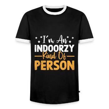 Je suis une personne d’intérieur Dictons pour - T-shirt contrasté Homme - noir/blanc - Devant - AI Model Female 172 light (172cm) & AI Model Male 178 light (178cm)
