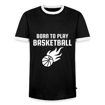 Born to play basketball (Basketball mit Flammen) - Men's Ringer Shirt - black/white - Front - AI Model Female 172 light (172cm) & AI Model Male 178 light (178cm)