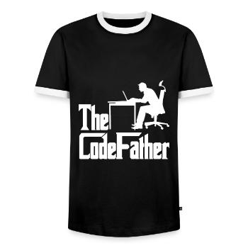 The Codefather Programmer Coder Developer Software - Männer Kontrast-T-Shirt - Schwarz/Weiß - Vorne - AI Model Female 172 light (172cm) & AI Model Male 178 light (178cm)