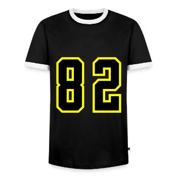 82 Zahl Trikot - Männer Kontrast-T-Shirt - Schwarz/Weiß - Vorne - AI Model Female 172 light (172cm) & AI Model Male 178 light (178cm)