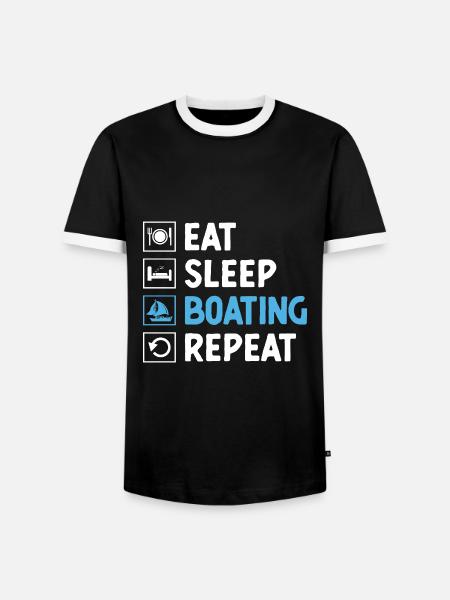 Essen, Schlaf, Bootfahren, Paddelboot - Männer Kontrast-T-Shirt - Schwarz/Weiß