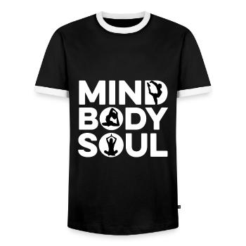 Mind Body Soul Meditate Spirituality Relaxation Me - Männer Kontrast-T-Shirt - Schwarz/Weiß - Vorne - AI Model Female 172 light (172cm) & AI Model Male 178 light (178cm)