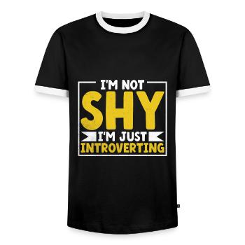 Je ne suis pas timide, je suis juste introverti en disant que - T-shirt contrasté Homme - noir/blanc - Devant - AI Model Female 172 light (172cm) & AI Model Male 178 light (178cm)