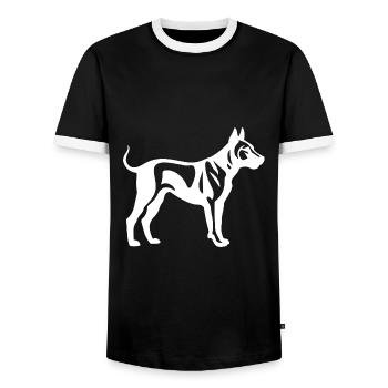 Silhouette de chien Bull Terrier - T-shirt contrasté Homme - noir/blanc - Devant - AI Model Female 172 light (172cm) & AI Model Male 178 light (178cm)