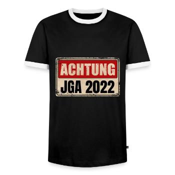 JGA 2022 JUNGGESELLENABSCHIED - Männer Kontrast-T-Shirt - Schwarz/Weiß - Vorne - AI Model Female 172 light (172cm) & AI Model Male 178 light (178cm)