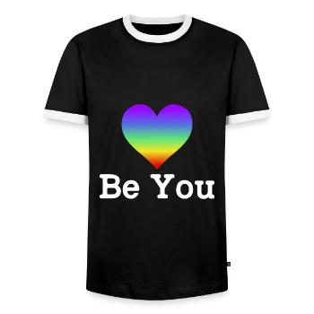 Be You Gay Pride Lgbtq Rainbow Transgender Bisexua - Männer Kontrast-T-Shirt - Schwarz/Weiß - Vorne - AI Model Female 172 light (172cm) & AI Model Male 178 light (178cm)