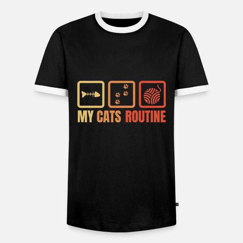 My Cats Routine - Männer Kontrast-T-Shirt - Schwarz/Weiß