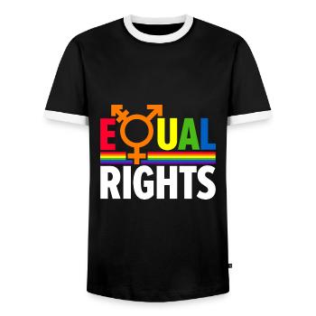 Equal Rights Gay Pride Rainbow Bisexual Love Lgbtq - Männer Kontrast-T-Shirt - Schwarz/Weiß - Vorne - AI Model Female 172 light (172cm) & AI Model Male 178 light (178cm)