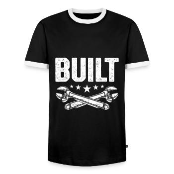 Built Graphic Car Lover Car Mechanic Vehicle Techn - Men's Ringer Shirt - black/white - Front - AI Model Female 172 light (172cm) & AI Model Male 178 light (178cm)