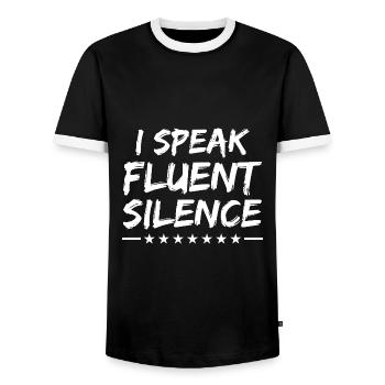 I Speak Fluent Silence Sayings For Introverts - Men's Ringer Shirt - black/white - Front - AI Model Female 172 light (172cm) & AI Model Male 178 light (178cm)