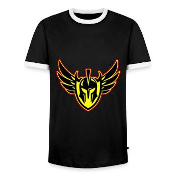 Spartan Warrior Helmet - Men's Ringer Shirt - black/white - Front - AI Model Female 172 light (172cm) & AI Model Male 178 light (178cm)