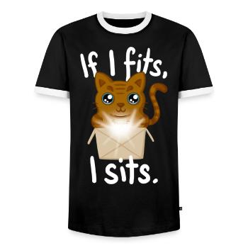 If I fits, I sits - Männer Kontrast-T-Shirt - Schwarz/Weiß - Vorne - AI Model Female 172 light (172cm) & AI Model Male 178 light (178cm)