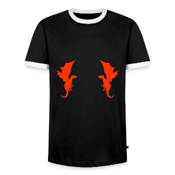 Dragon Dragon Pattern - Men's Ringer Shirt - black/white - Front - AI Model Female 172 light (172cm) & AI Model Male 178 light (178cm)