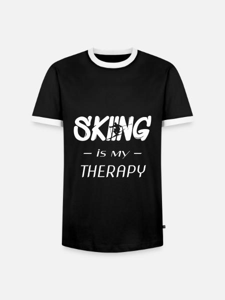 Skifahren Ski Skiing - Männer Kontrast-T-Shirt - Schwarz/Weiß