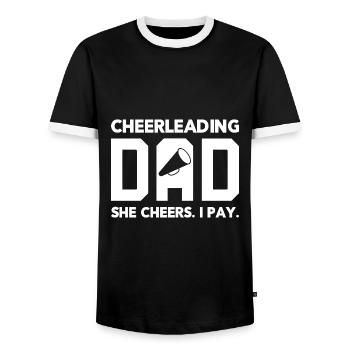 Cheerleading Dad She Cheers I Play Cheerleader Gym - Männer Kontrast-T-Shirt - Schwarz/Weiß - Vorne - AI Model Female 172 light (172cm) & AI Model Male 178 light (178cm)