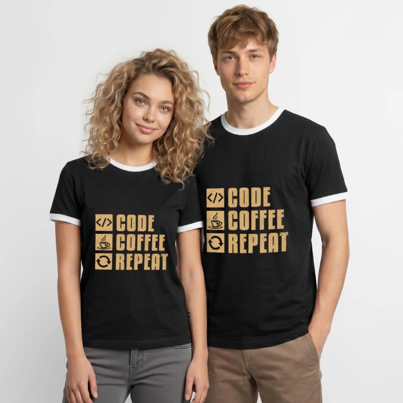 Coffee Coding Programmer Coder Developer Nerd Coff Men's Ringer Shirt