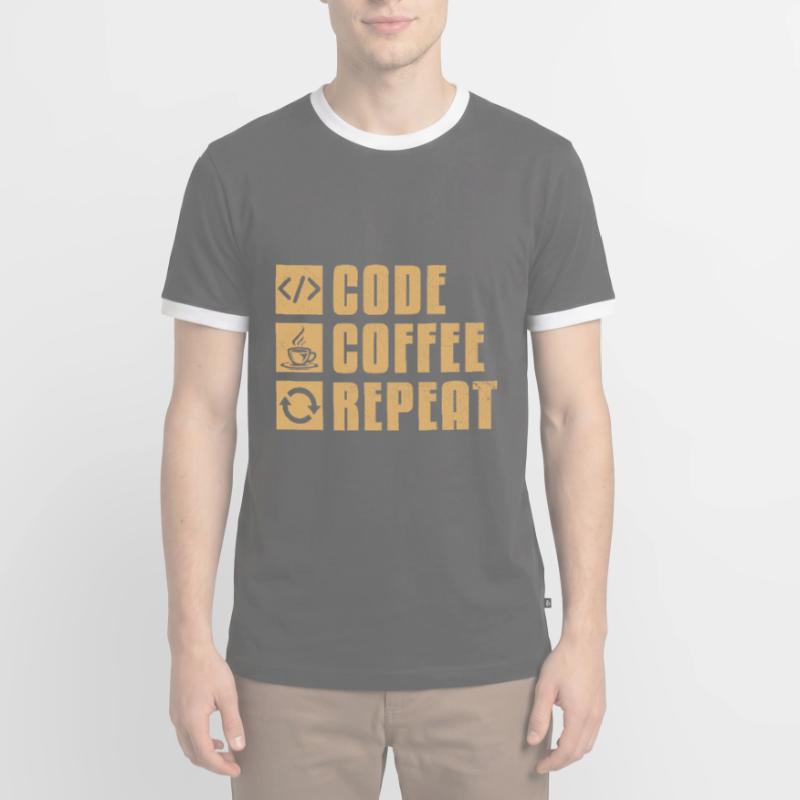Coffee Coding Programmer Coder Developer Nerd Coff Men's Ringer Shirt