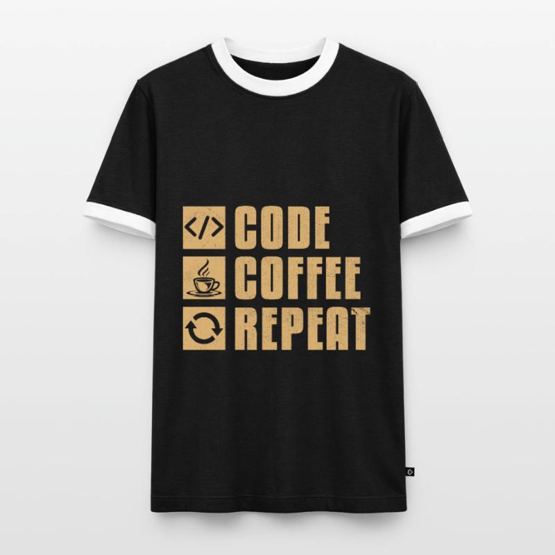 Coffee Coding Programmer Coder Developer Nerd Coff Men's Ringer Shirt
