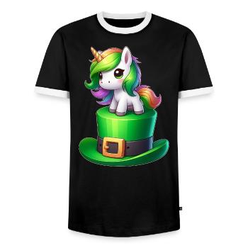 Süßes Einhorn St. Patrick's Day Kleeblatt - Männer Kontrast-T-Shirt - Schwarz/Weiß - Vorne - AI Model Female 172 light (172cm) & AI Model Male 178 light (178cm)